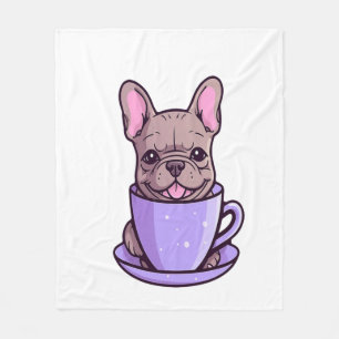 Lilac French Bulldog Fleece Blanket