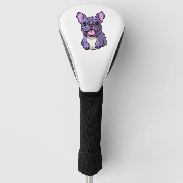 Lilac French Bulldog  Golf Head Cover (Front)
