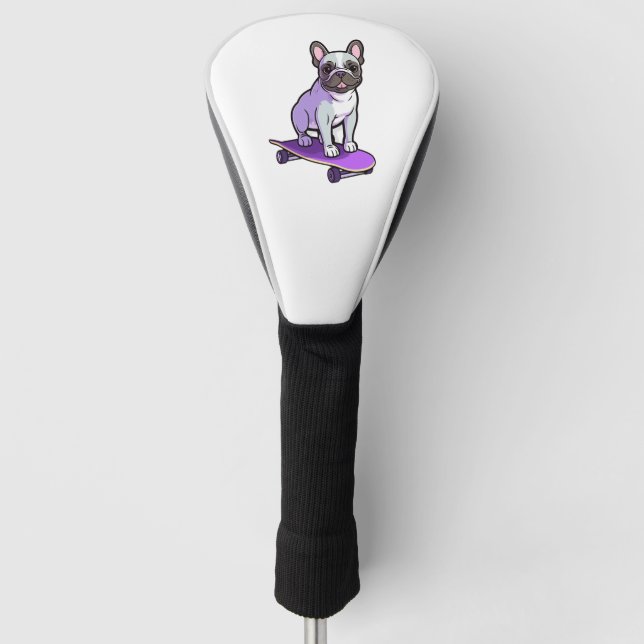 Lilac French Bulldog  Golf Head Cover (Front)