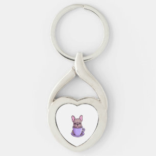 Lilac French Bulldog  Key Ring