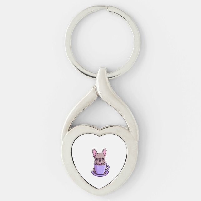 Lilac French Bulldog  Key Ring (Front)