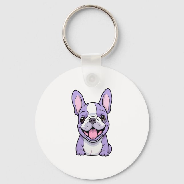 Lilac French Bulldog  Key Ring (Front)