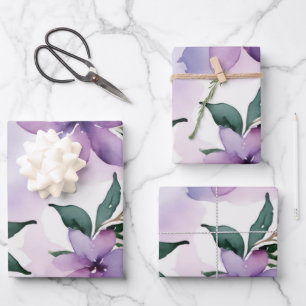 Lilac Frost Watercolor Palette Wrapping Paper Sheet