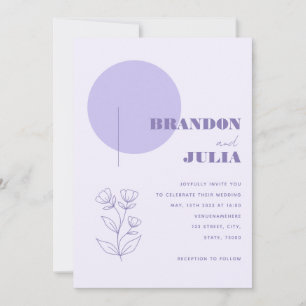 Lilac Geometric Modern Minimalist Botanical Plant Invitation