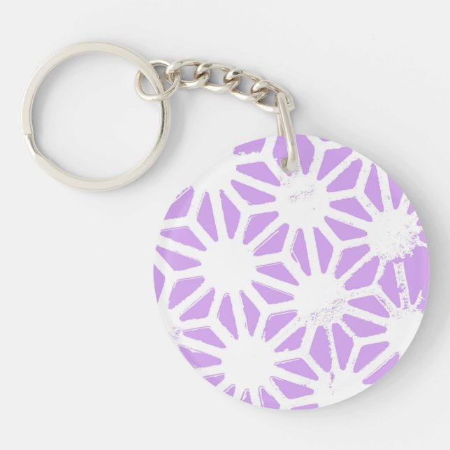 Lilac geometric pattern key ring (Front)