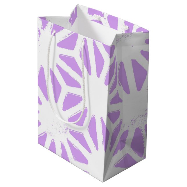 Lilac geometric pattern medium gift bag (Back Angled)