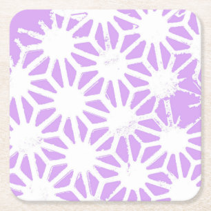 Lilac geometric pattern square paper coaster