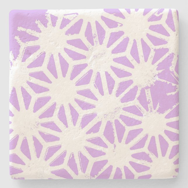 Lilac geometric pattern stone coaster (Front)