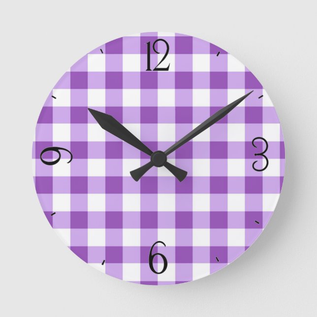 Lilac Gingham Clock (Front)