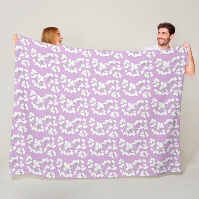 Lilac Ginkgo Biloba Fleece Blanket (In Situ)