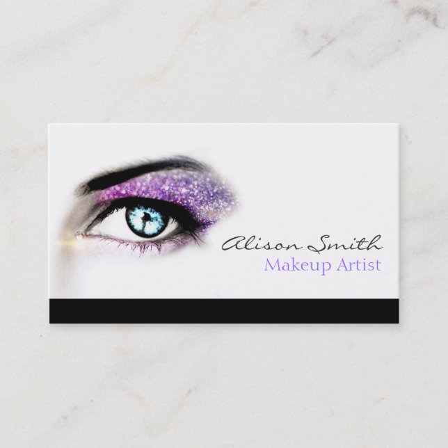 Lilac glitter eyeshadow - Makeup Artist Business Card (Front)