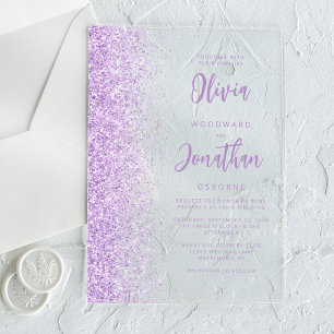 Lilac Glitter Modern Script Wedding Acrylic Invitations