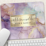 Lilac Glitter Watercolor Faux Gold Foil Mouse Mat<br><div class="desc">Lilac Glitter Watercolor Faux Gold Foil Mouse Pad. This design features a classy signature script style font set against a beautiful modern lilac sparkle background. Perfect for a beauty salon,  hair stylist,  makeup artist,  or cosmetologist.</div>