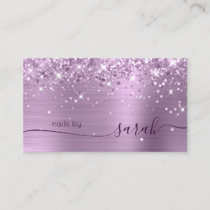 Lilac Glittery Glam Stylish Signature Business Card
