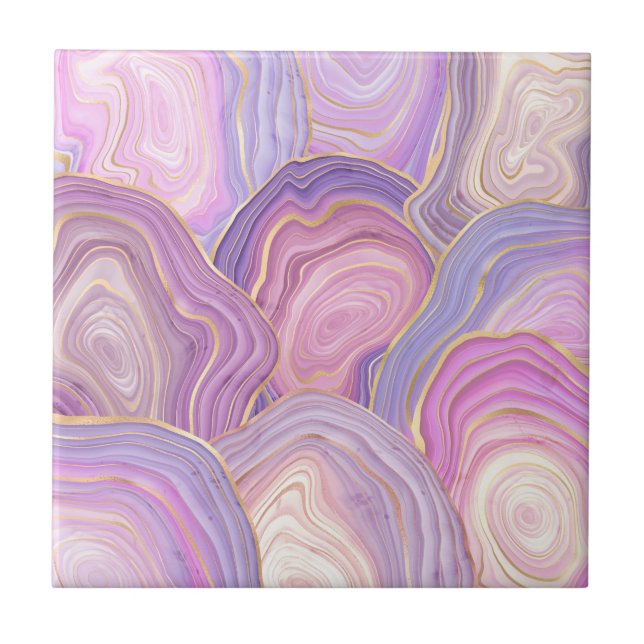 Lilac Gold Agate Ceramic Tile (Front)
