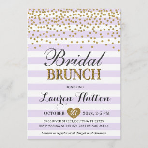 Lilac Gold Bridal Brunch Invitations Cards Mimosa