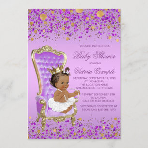 Lilac Gold Ethnic Princess Baby Shower Invitation