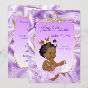 Lilac Gold Princess Baby Shower Ethnic Girl Invitation