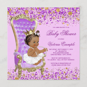 Lilac Gold Princess Baby Shower Invitation