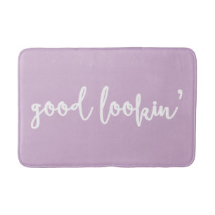 Lilac Good Lookin' Calligraphy Script Bath Mat