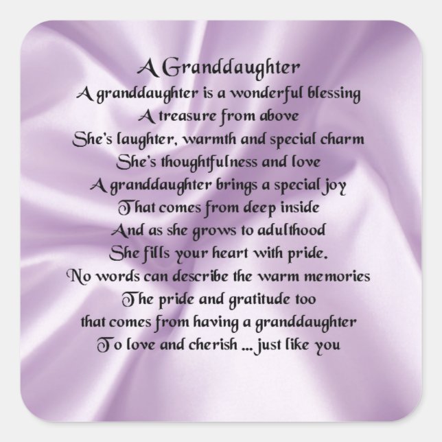 lilac   Granddaughter Poem Square Sticker (Front)