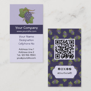 Lilac Grapes Vertical Business Card