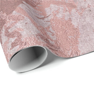 Lilac Gray Grungy Marble Shiny Metallic Strokes Wrapping Paper