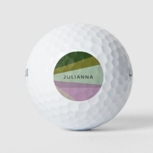 Lilac Green Geometric Colour Block Personalised Golf Balls