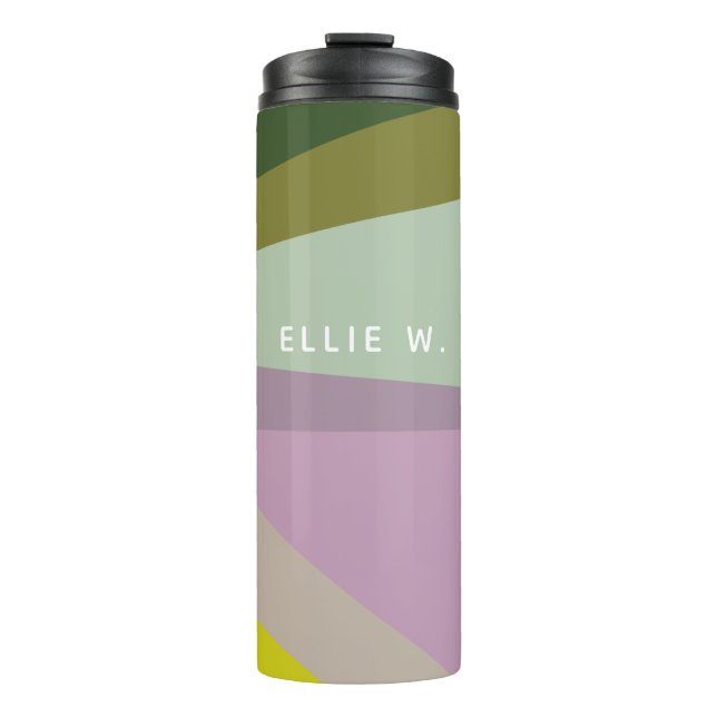 Lilac Green Geometric Colour Block Personalised Thermal Tumbler (Front)