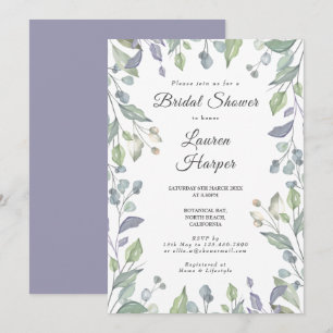 Lilac Greenery Floral Bridal Shower Invitation