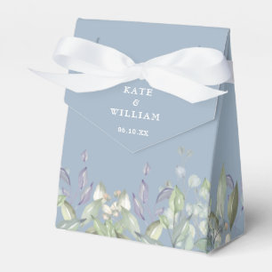 Lilac Greenery Floral Dusty Blue Wedding Favour Box