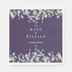 Lilac Greenery Floral Purple Wedding Napkin