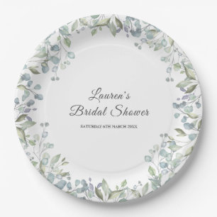 Lilac greenery Watercolour Floral Bridal Shower Paper Plate