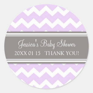 Lilac Grey Chevron Baby Shower Favour Stickers