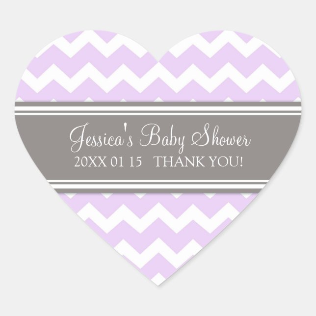 Lilac Grey Chevron Baby Shower Favour Stickers (Front)