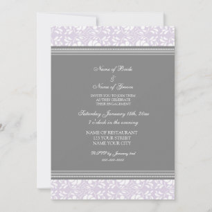 Lilac Grey Damask Engagement Party Invitations