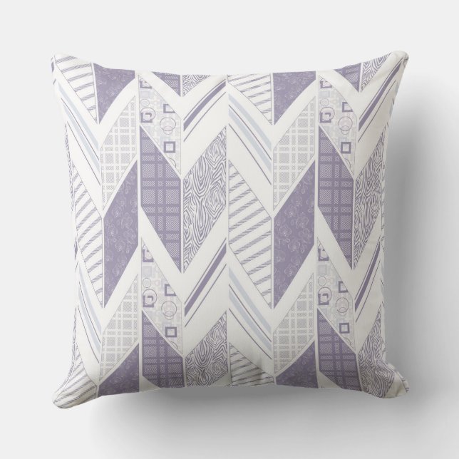 Lilac Grey Geometric Patchwork Pattern for Home De Cushion (Back)