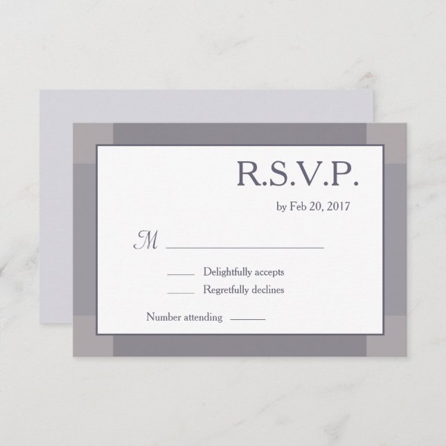 Lilac grey white blush modern wedding RSVP Invitation (Front/Back)