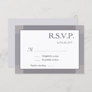 Lilac grey white blush modern wedding RSVP Invitation
