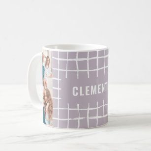 Lilac grid 4 photo modern minimal simple coffee mug