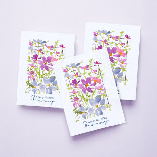 Lilac ‘Happy Birthday Granny’ Watercolor Floral Card