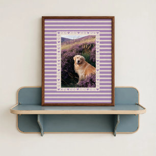 Lilac Heart Border Poster - Personalised Gift