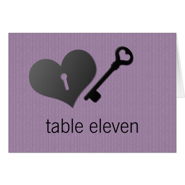 Lilac Heart Lock and Key Table Card (Front Horizontal)