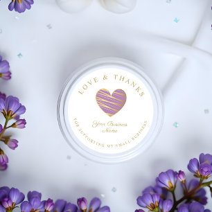 Lilac Heart Love & Thanks Supporting Business Classic Round Sticker