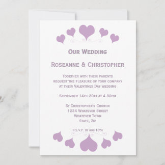 Lilac Hearts Design Wedding Invitation