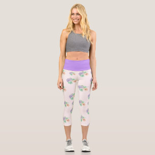 Lilac High Waist Floral Yoga Pants