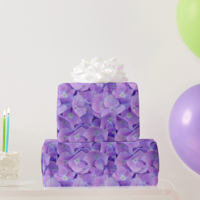 Lilac Hydrangea Flowers Wrapping Paper (Party Gifts)