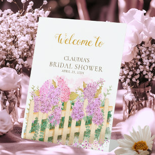  lilac hydrangea fresh off market bridal Welcome  Pedestal Sign