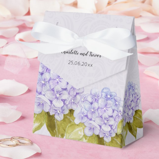 Lilac Hydrangea Hand-painted Favour Box (Wedding)