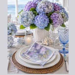Lilac Hydrangea Watercolor Luncheon Napkin